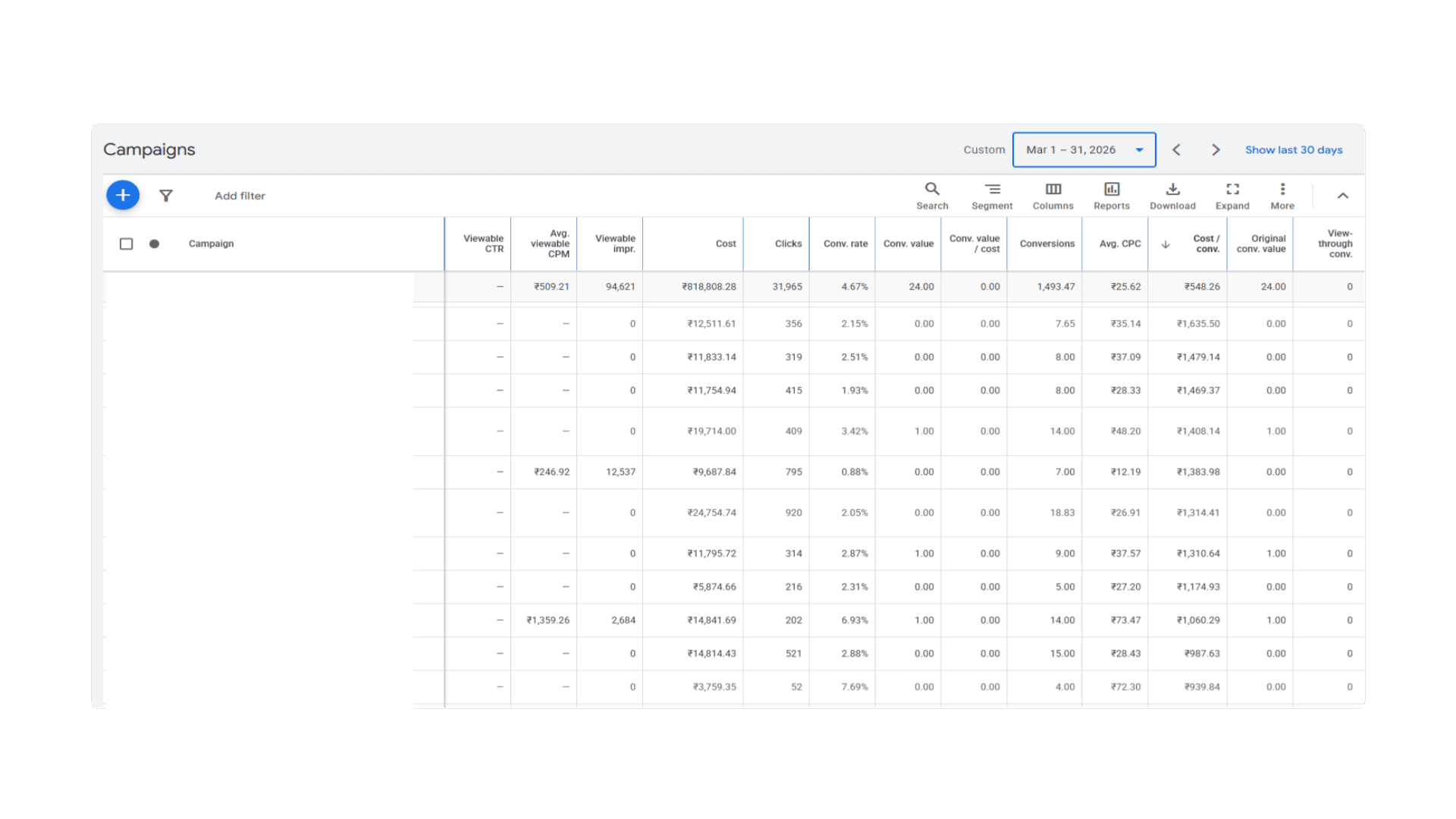 Google Ads — Search Campaigns · Mar 2026