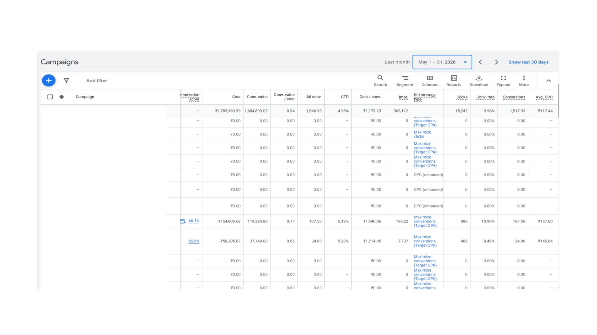 Google Ads — Search Campaigns · May 2026
